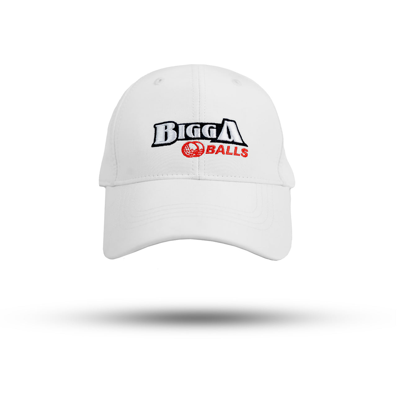 bigga balls white golf hat front logo