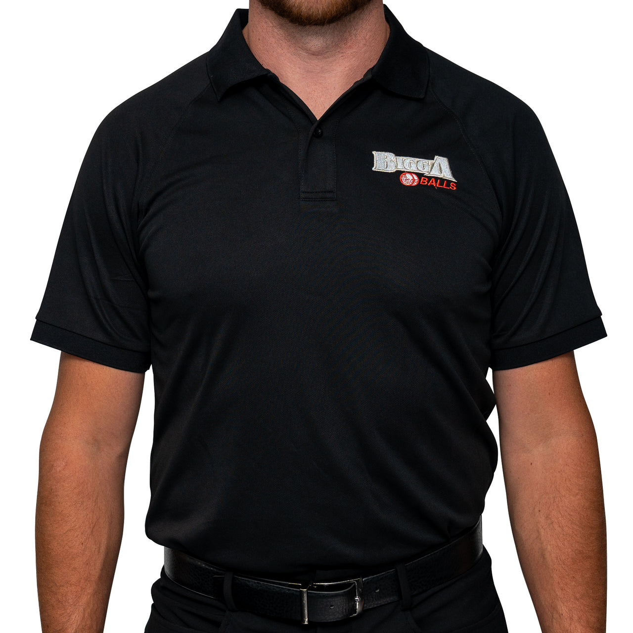 Bigga Balls Men's Golf Polo in Solid Black