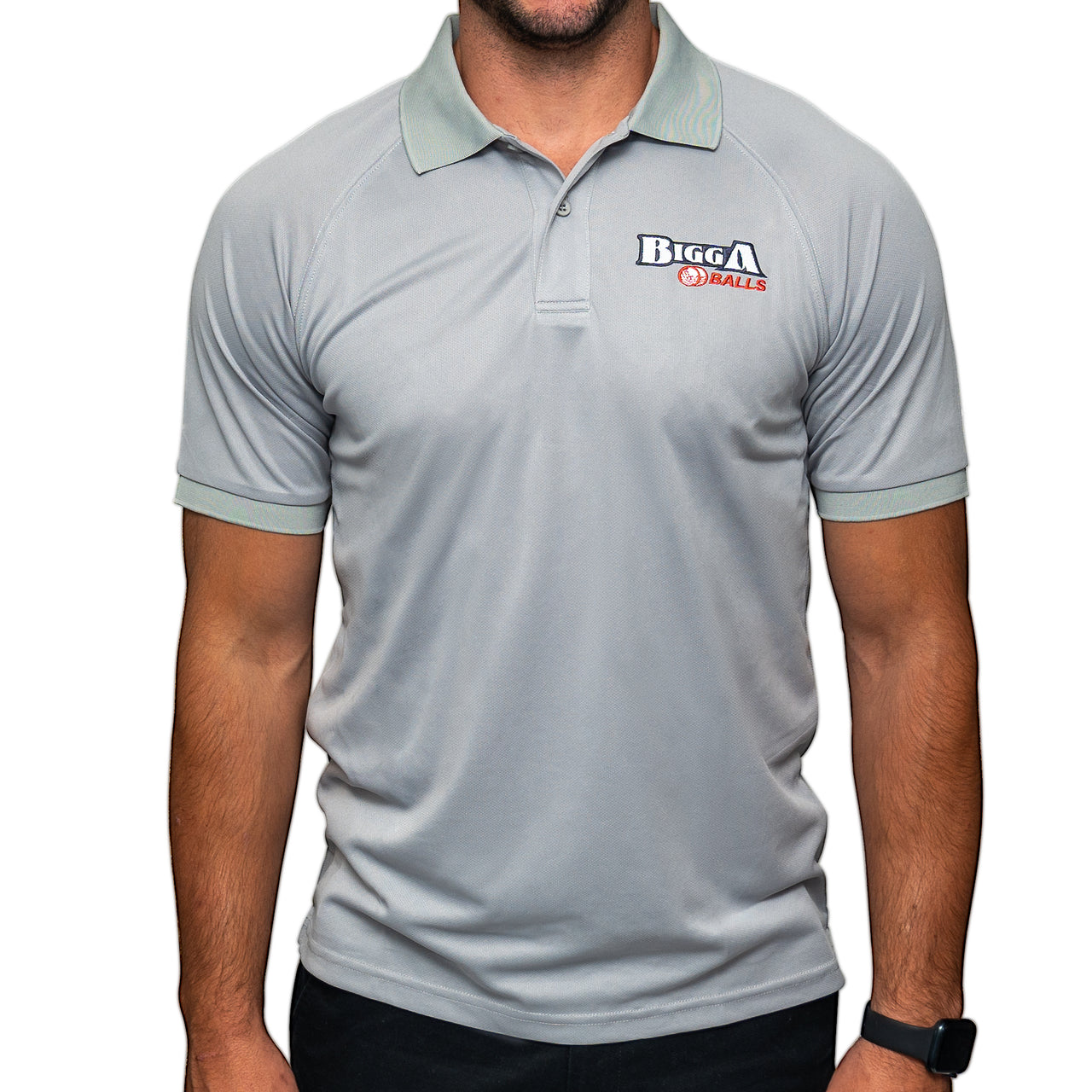 Bigga Balls Men's Golf Polo in Solid Gray