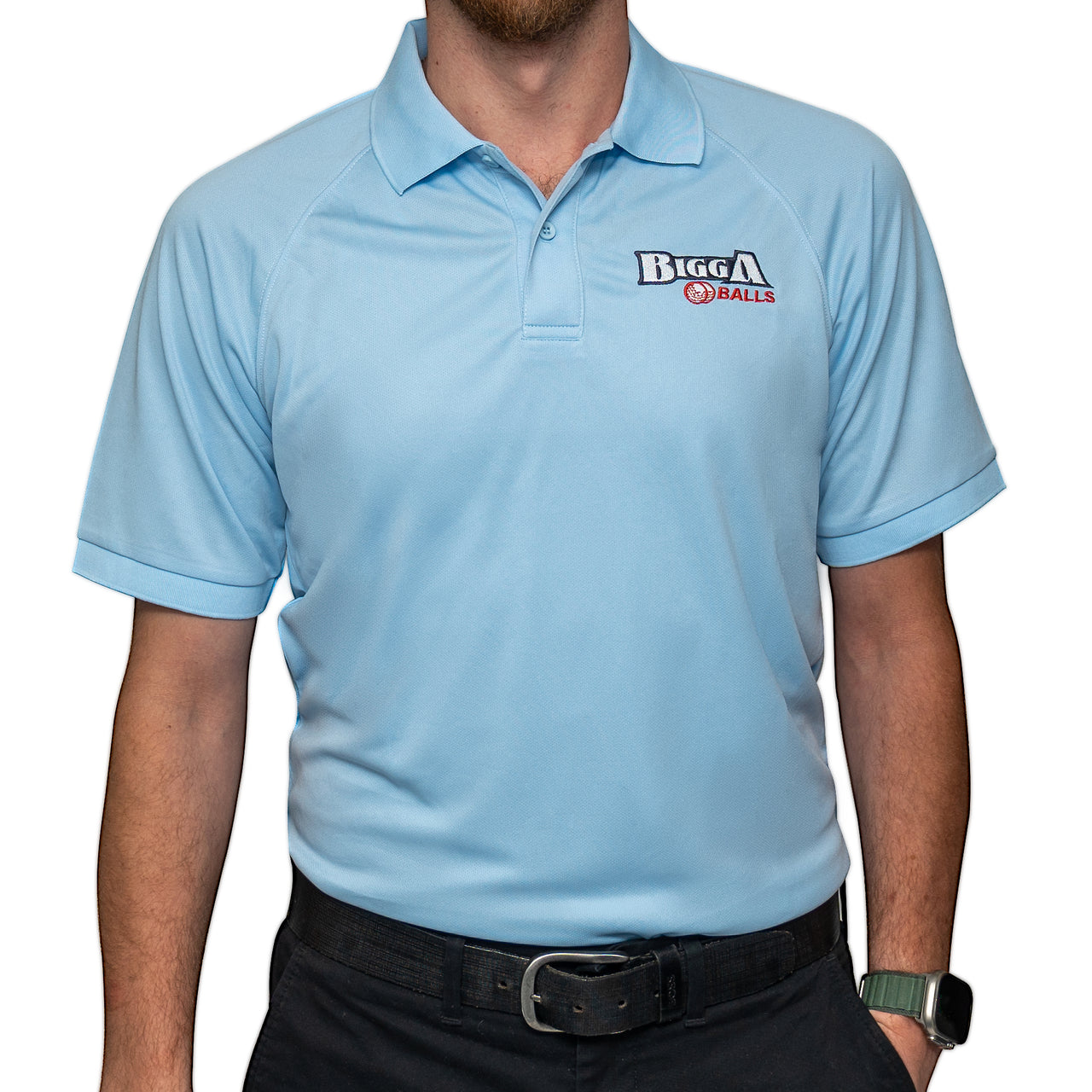 Bigga Balls Men's Golf Polo in Solid Coastal Blue